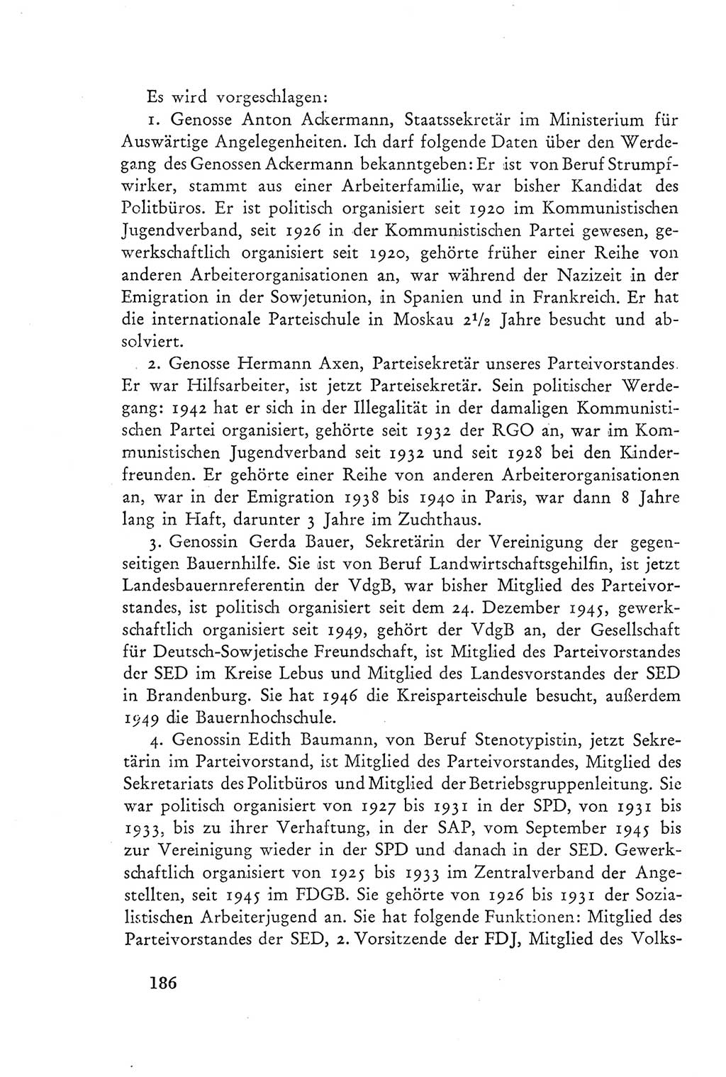 Protokoll der Verhandlungen des Ⅲ. Parteitages der Sozialistischen Einheitspartei Deutschlands (SED) [Deutsche Demokratische Republik (DDR)] 1950, Band 2, Seite 186 (Prot. Verh. Ⅲ. PT SED DDR 1950, Bd. 2, S. 186)