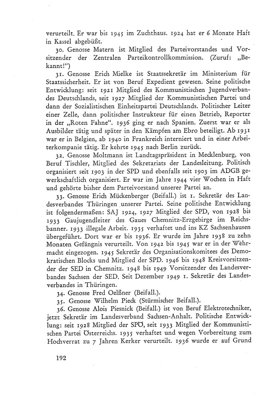 Protokoll der Verhandlungen des Ⅲ. Parteitages der Sozialistischen Einheitspartei Deutschlands (SED) [Deutsche Demokratische Republik (DDR)] 1950, Band 2, Seite 192 (Prot. Verh. Ⅲ. PT SED DDR 1950, Bd. 2, S. 192)