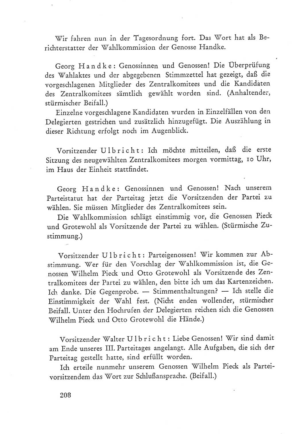 Protokoll der Verhandlungen des Ⅲ. Parteitages der Sozialistischen Einheitspartei Deutschlands (SED) [Deutsche Demokratische Republik (DDR)] 1950, Band 2, Seite 208 (Prot. Verh. Ⅲ. PT SED DDR 1950, Bd. 2, S. 208)