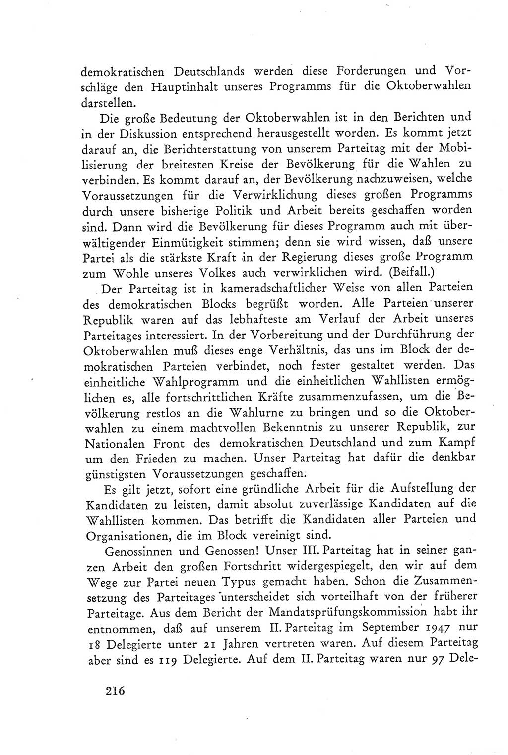 Protokoll der Verhandlungen des Ⅲ. Parteitages der Sozialistischen Einheitspartei Deutschlands (SED) [Deutsche Demokratische Republik (DDR)] 1950, Band 2, Seite 216 (Prot. Verh. Ⅲ. PT SED DDR 1950, Bd. 2, S. 216)