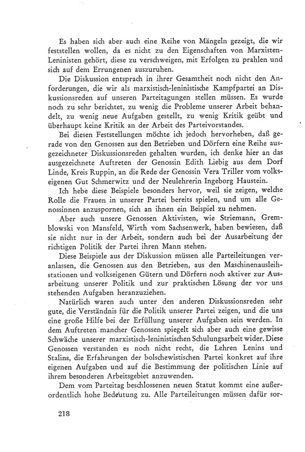 Protokoll der Verhandlungen des Ⅲ. Parteitages der Sozialistischen Einheitspartei Deutschlands (SED) [Deutsche Demokratische Republik (DDR)] 1950, Band 2, Seite 218 (Prot. Verh. Ⅲ. PT SED DDR 1950, Bd. 2, S. 218)