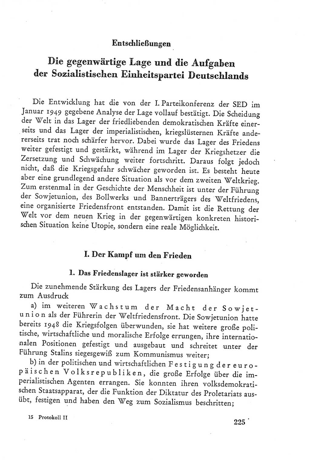 Protokoll der Verhandlungen des Ⅲ. Parteitages der Sozialistischen Einheitspartei Deutschlands (SED) [Deutsche Demokratische Republik (DDR)] 1950, Band 2, Seite 225 (Prot. Verh. Ⅲ. PT SED DDR 1950, Bd. 2, S. 225)