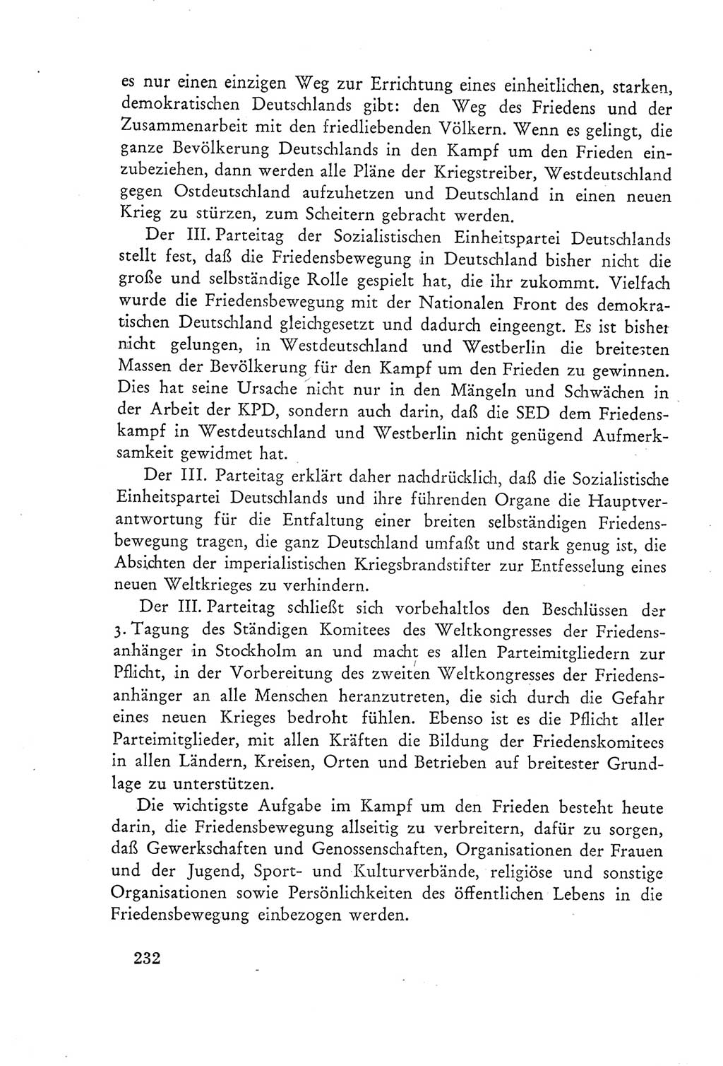 Protokoll der Verhandlungen des Ⅲ. Parteitages der Sozialistischen Einheitspartei Deutschlands (SED) [Deutsche Demokratische Republik (DDR)] 1950, Band 2, Seite 232 (Prot. Verh. Ⅲ. PT SED DDR 1950, Bd. 2, S. 232)