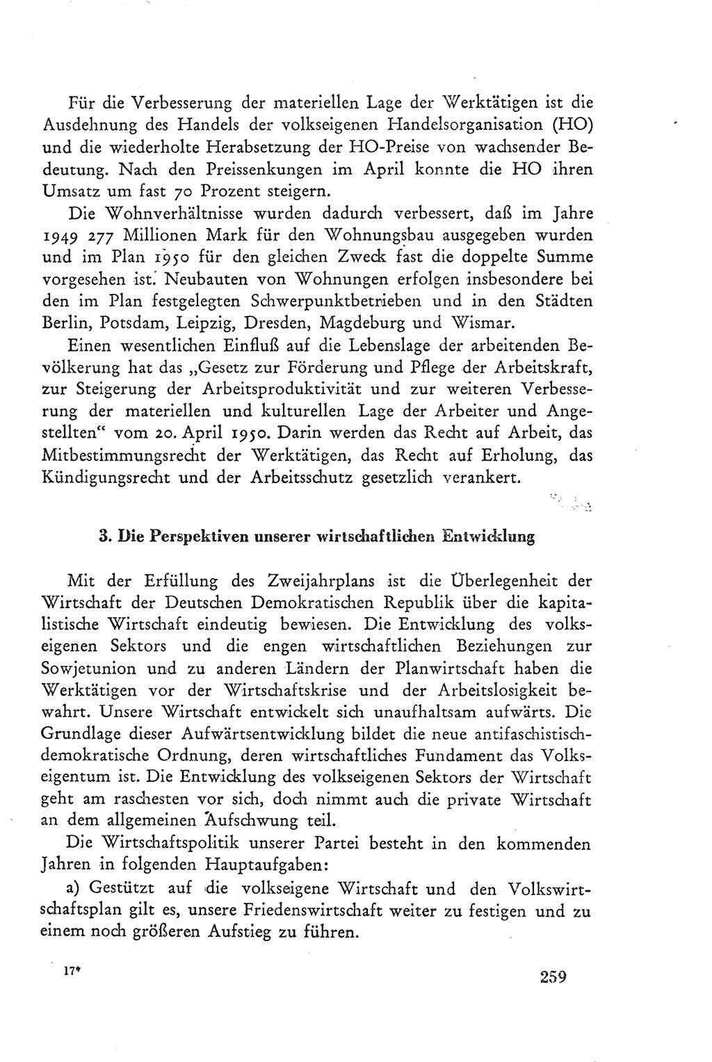 Protokoll der Verhandlungen des Ⅲ. Parteitages der Sozialistischen Einheitspartei Deutschlands (SED) [Deutsche Demokratische Republik (DDR)] 1950, Band 2, Seite 259 (Prot. Verh. Ⅲ. PT SED DDR 1950, Bd. 2, S. 259)