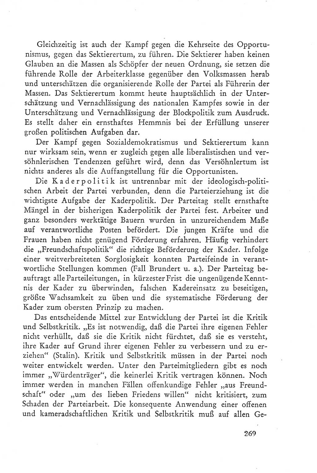 Protokoll der Verhandlungen des Ⅲ. Parteitages der Sozialistischen Einheitspartei Deutschlands (SED) [Deutsche Demokratische Republik (DDR)] 1950, Band 2, Seite 269 (Prot. Verh. Ⅲ. PT SED DDR 1950, Bd. 2, S. 269)