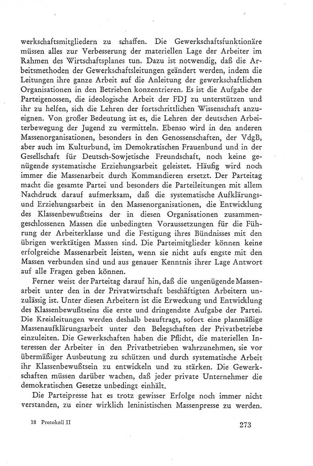 Protokoll der Verhandlungen des Ⅲ. Parteitages der Sozialistischen Einheitspartei Deutschlands (SED) [Deutsche Demokratische Republik (DDR)] 1950, Band 2, Seite 273 (Prot. Verh. Ⅲ. PT SED DDR 1950, Bd. 2, S. 273)