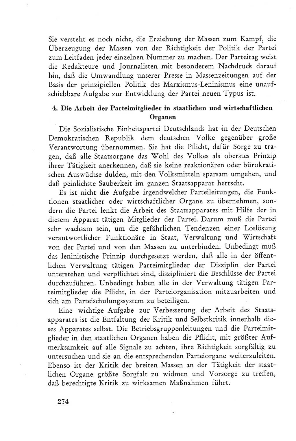 Protokoll der Verhandlungen des Ⅲ. Parteitages der Sozialistischen Einheitspartei Deutschlands (SED) [Deutsche Demokratische Republik (DDR)] 1950, Band 2, Seite 274 (Prot. Verh. Ⅲ. PT SED DDR 1950, Bd. 2, S. 274)