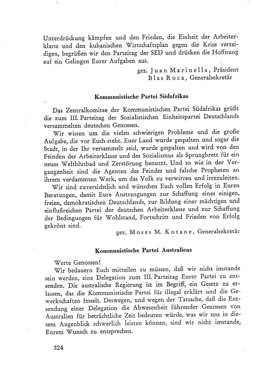 Protokoll der Verhandlungen des Ⅲ. Parteitages der Sozialistischen Einheitspartei Deutschlands (SED) [Deutsche Demokratische Republik (DDR)] 1950, Band 2, Seite 324 (Prot. Verh. Ⅲ. PT SED DDR 1950, Bd. 2, S. 324)