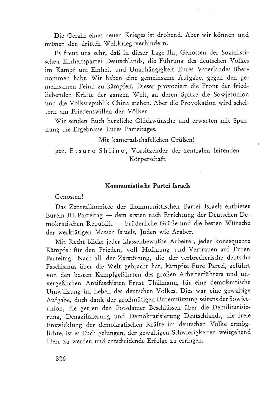 Protokoll der Verhandlungen des Ⅲ. Parteitages der Sozialistischen Einheitspartei Deutschlands (SED) [Deutsche Demokratische Republik (DDR)] 1950, Band 2, Seite 326 (Prot. Verh. Ⅲ. PT SED DDR 1950, Bd. 2, S. 326)