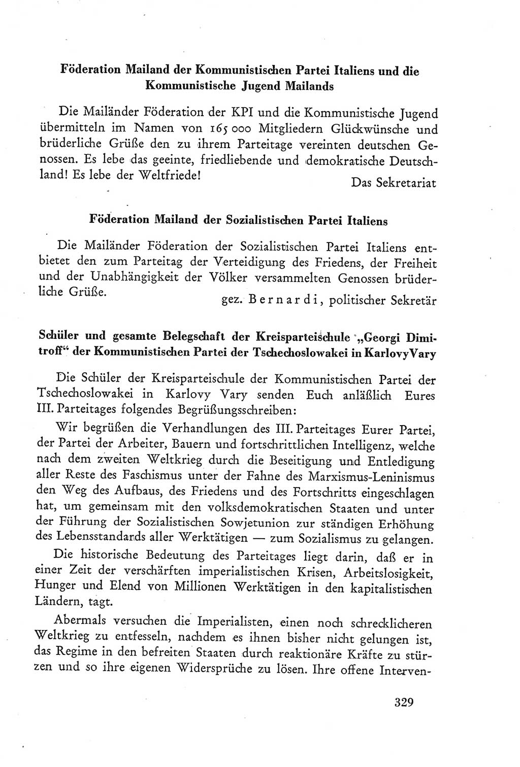 Protokoll der Verhandlungen des Ⅲ. Parteitages der Sozialistischen Einheitspartei Deutschlands (SED) [Deutsche Demokratische Republik (DDR)] 1950, Band 2, Seite 329 (Prot. Verh. Ⅲ. PT SED DDR 1950, Bd. 2, S. 329)