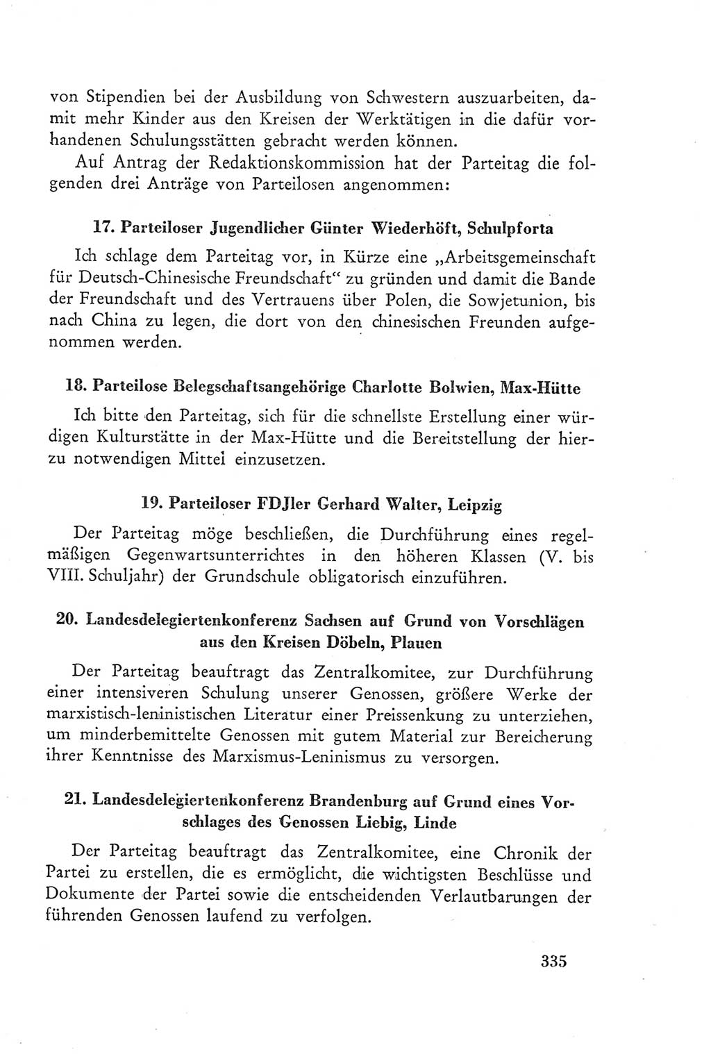 Protokoll der Verhandlungen des Ⅲ. Parteitages der Sozialistischen Einheitspartei Deutschlands (SED) [Deutsche Demokratische Republik (DDR)] 1950, Band 2, Seite 335 (Prot. Verh. Ⅲ. PT SED DDR 1950, Bd. 2, S. 335)