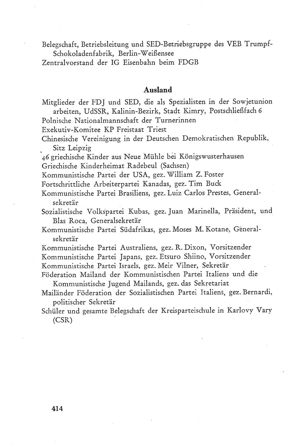 Protokoll der Verhandlungen des Ⅲ. Parteitages der Sozialistischen Einheitspartei Deutschlands (SED) [Deutsche Demokratische Republik (DDR)] 1950, Band 2, Seite 414 (Prot. Verh. Ⅲ. PT SED DDR 1950, Bd. 2, S. 414)