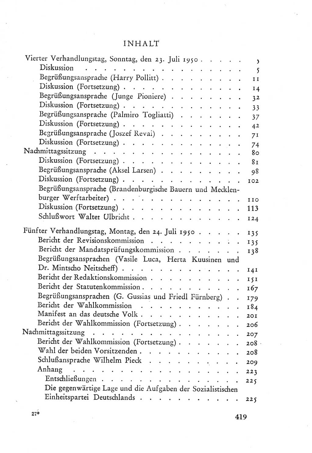 Protokoll der Verhandlungen des Ⅲ. Parteitages der Sozialistischen Einheitspartei Deutschlands (SED) [Deutsche Demokratische Republik (DDR)] 1950, Band 2, Seite 419 (Prot. Verh. Ⅲ. PT SED DDR 1950, Bd. 2, S. 419)