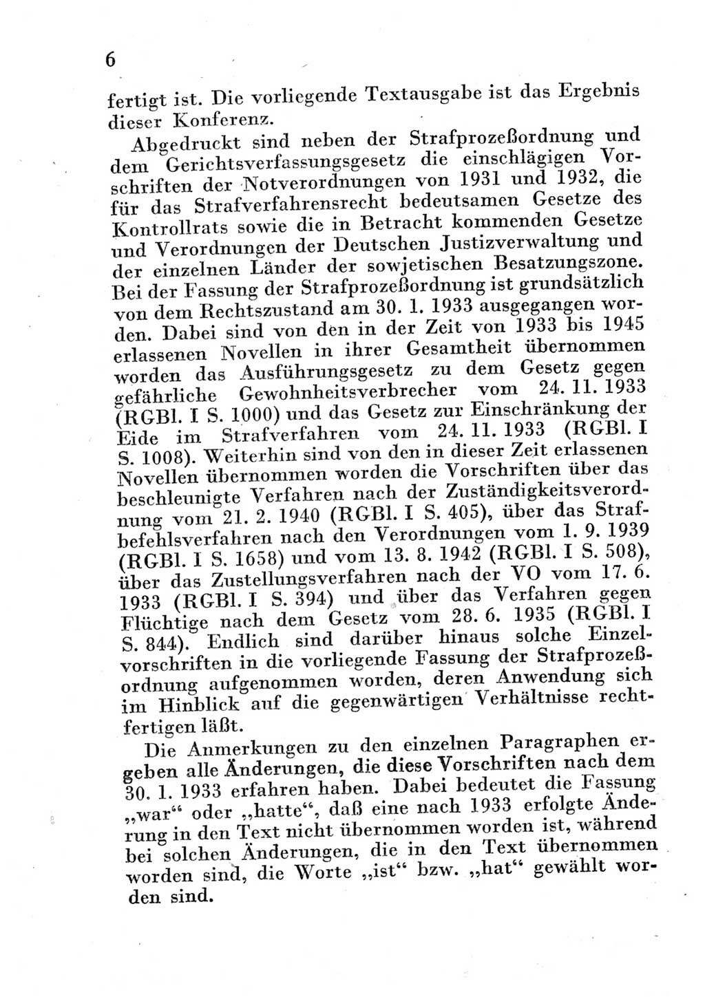 Strafprozeßordnung (StPO), Gerichtsverfassungsgesetz (GVG) und zahlreiche Nebengesetze der Deutschen Demokratischen Republik (DDR) 1950, Seite 6 (StPO GVG Ges. DDR 1950, S. 6)