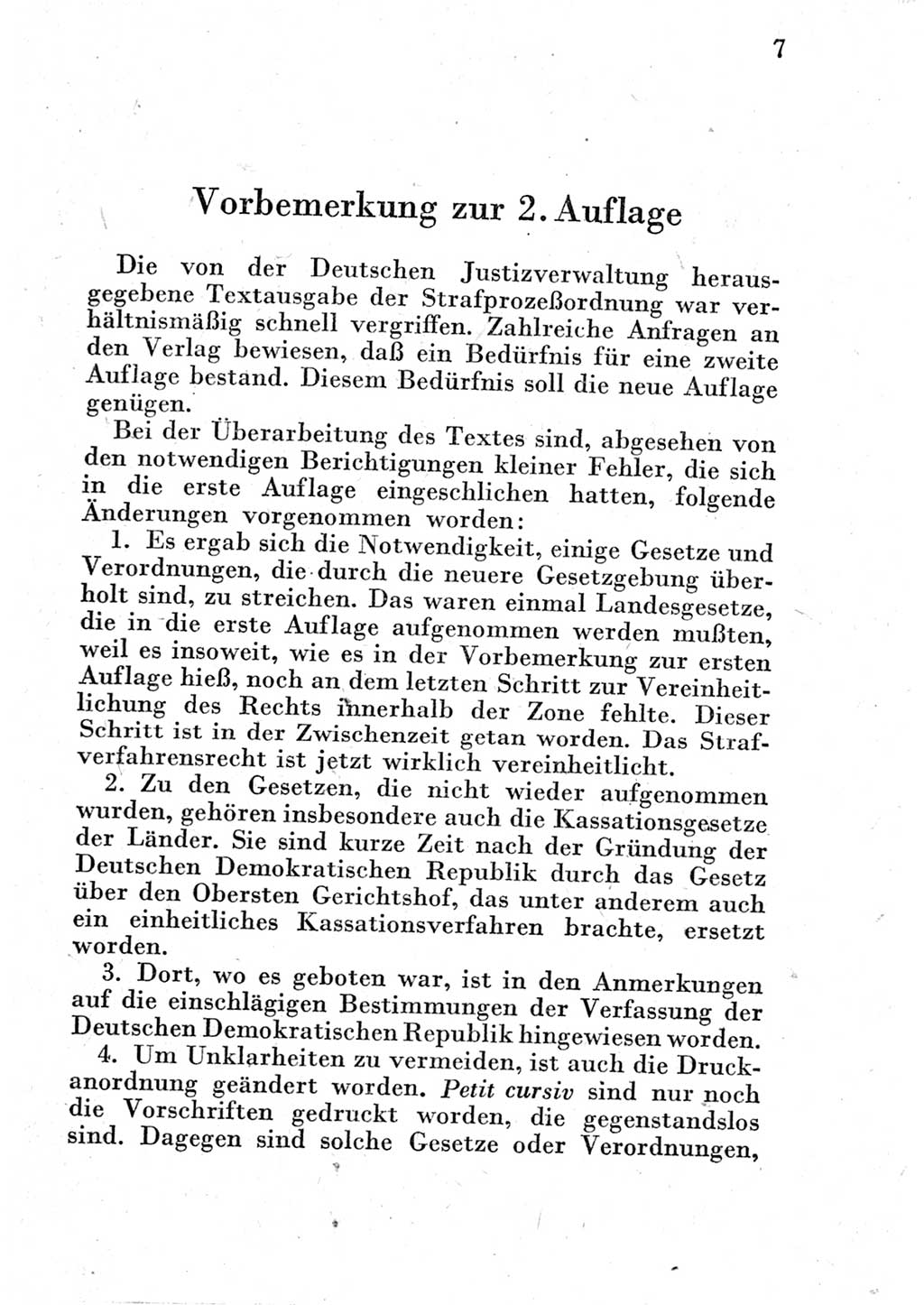 Strafprozeßordnung (StPO), Gerichtsverfassungsgesetz (GVG) und zahlreiche Nebengesetze der Deutschen Demokratischen Republik (DDR) 1950, Seite 7 (StPO GVG Ges. DDR 1950, S. 7)