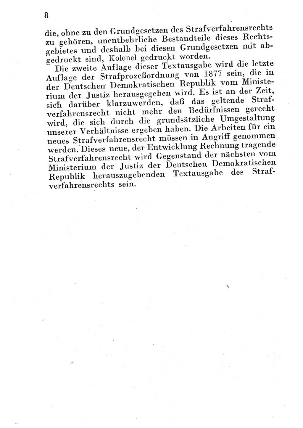 Strafprozeßordnung (StPO), Gerichtsverfassungsgesetz (GVG) und zahlreiche Nebengesetze der Deutschen Demokratischen Republik (DDR) 1950, Seite 8 (StPO GVG Ges. DDR 1950, S. 8)