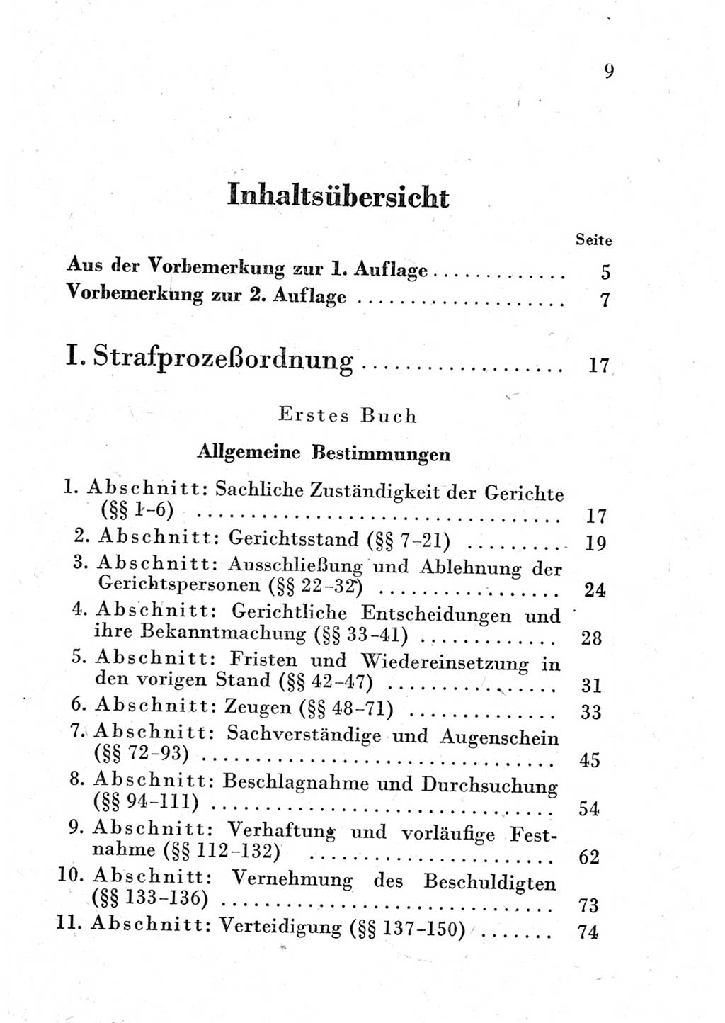 Strafprozeßordnung (StPO), Gerichtsverfassungsgesetz (GVG) und zahlreiche Nebengesetze der Deutschen Demokratischen Republik (DDR) 1950, Seite 9 (StPO GVG Ges. DDR 1950, S. 9)