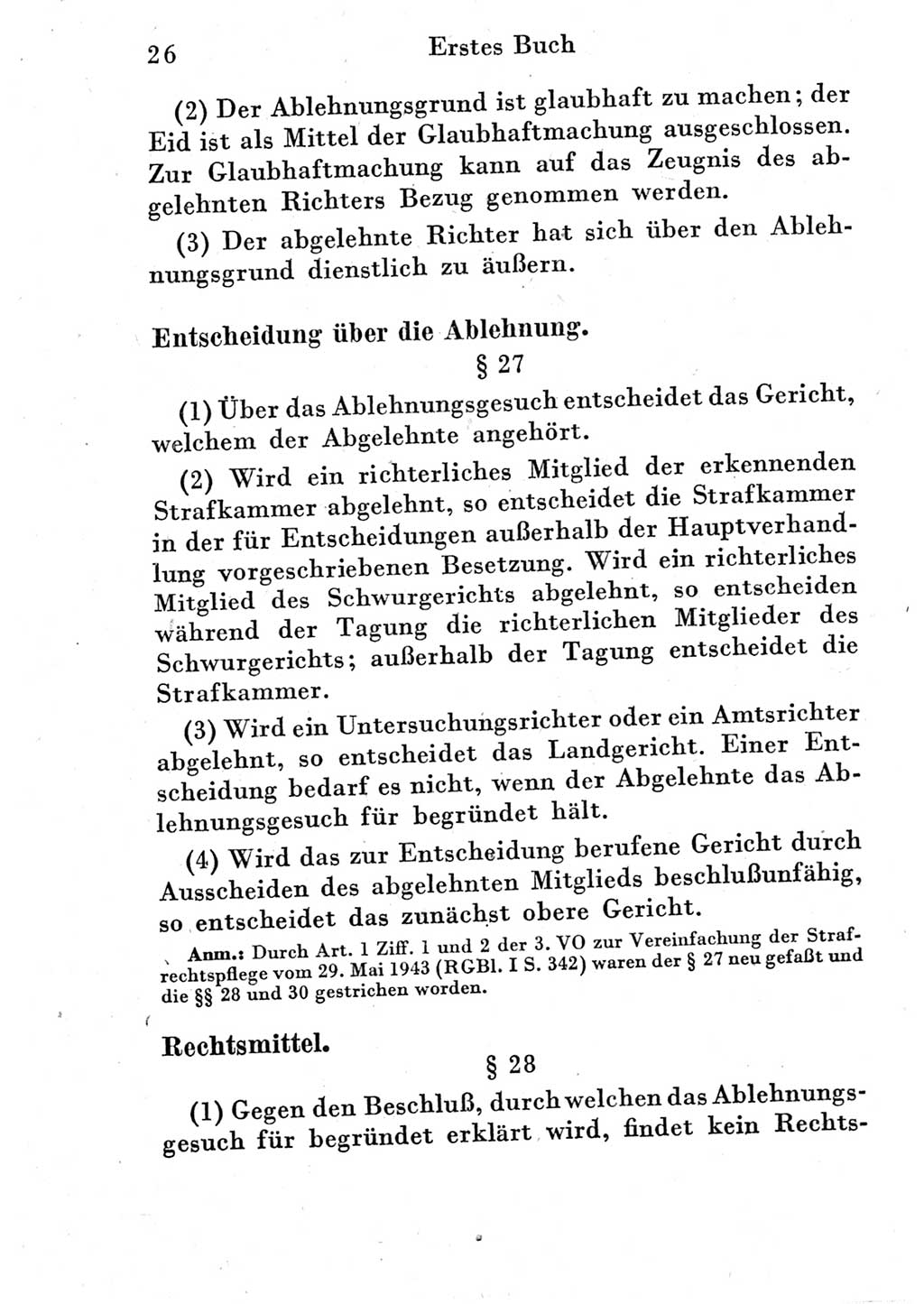Strafprozeßordnung (StPO), Gerichtsverfassungsgesetz (GVG) und zahlreiche Nebengesetze der Deutschen Demokratischen Republik (DDR) 1950, Seite 26 (StPO GVG Ges. DDR 1950, S. 26)