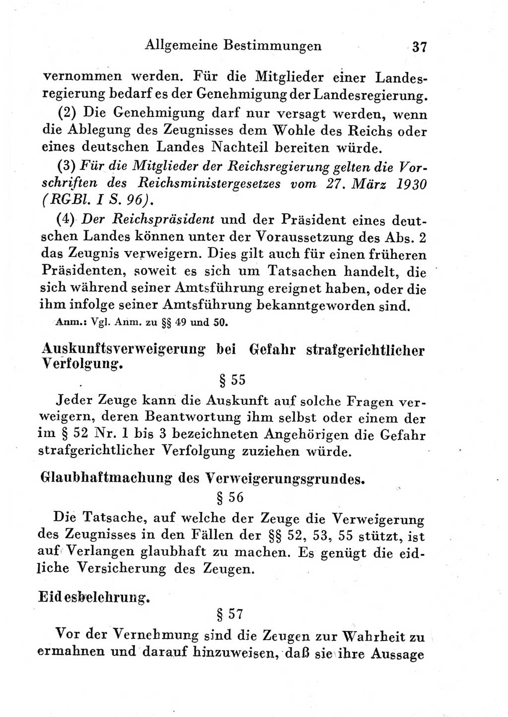 Strafprozeßordnung (StPO), Gerichtsverfassungsgesetz (GVG) und zahlreiche Nebengesetze der Deutschen Demokratischen Republik (DDR) 1950, Seite 37 (StPO GVG Ges. DDR 1950, S. 37)