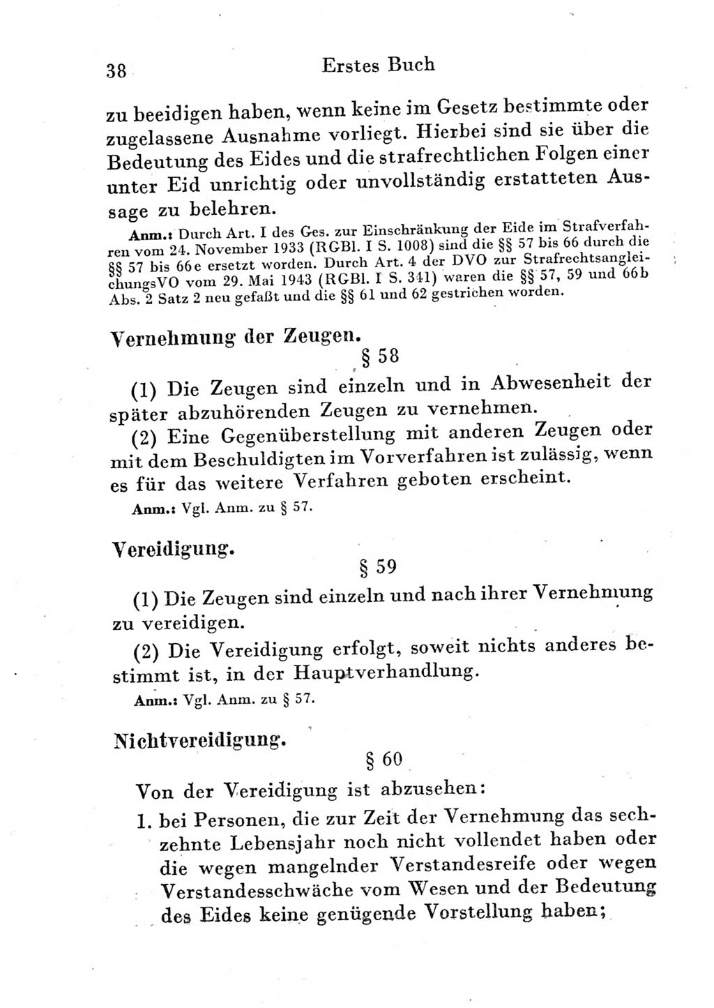 Strafprozeßordnung (StPO), Gerichtsverfassungsgesetz (GVG) und zahlreiche Nebengesetze der Deutschen Demokratischen Republik (DDR) 1950, Seite 38 (StPO GVG Ges. DDR 1950, S. 38)