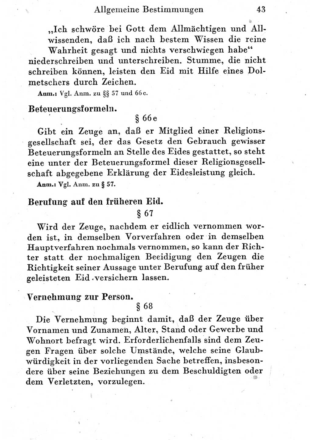 Strafprozeßordnung (StPO), Gerichtsverfassungsgesetz (GVG) und zahlreiche Nebengesetze der Deutschen Demokratischen Republik (DDR) 1950, Seite 43 (StPO GVG Ges. DDR 1950, S. 43)
