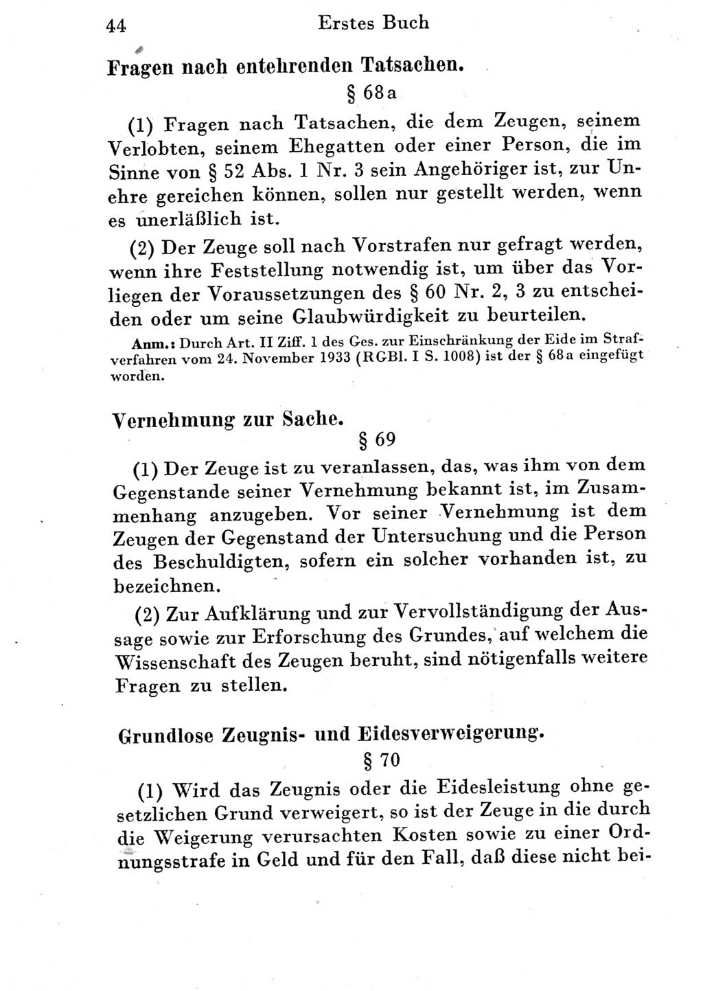 Strafprozeßordnung (StPO), Gerichtsverfassungsgesetz (GVG) und zahlreiche Nebengesetze der Deutschen Demokratischen Republik (DDR) 1950, Seite 44 (StPO GVG Ges. DDR 1950, S. 44)