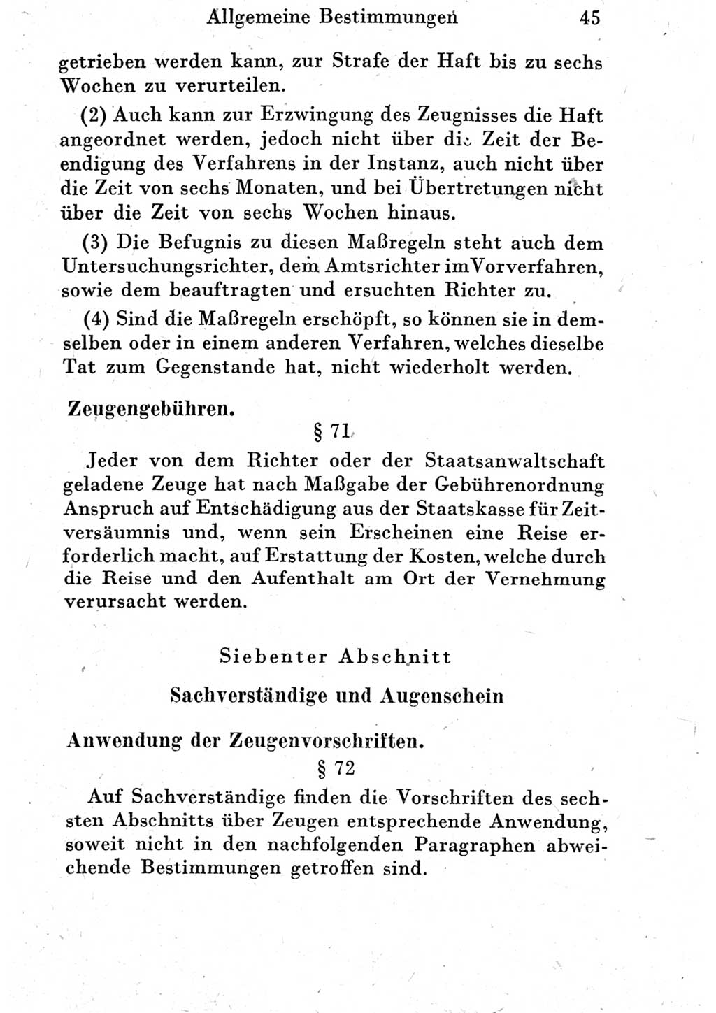 Strafprozeßordnung (StPO), Gerichtsverfassungsgesetz (GVG) und zahlreiche Nebengesetze der Deutschen Demokratischen Republik (DDR) 1950, Seite 45 (StPO GVG Ges. DDR 1950, S. 45)