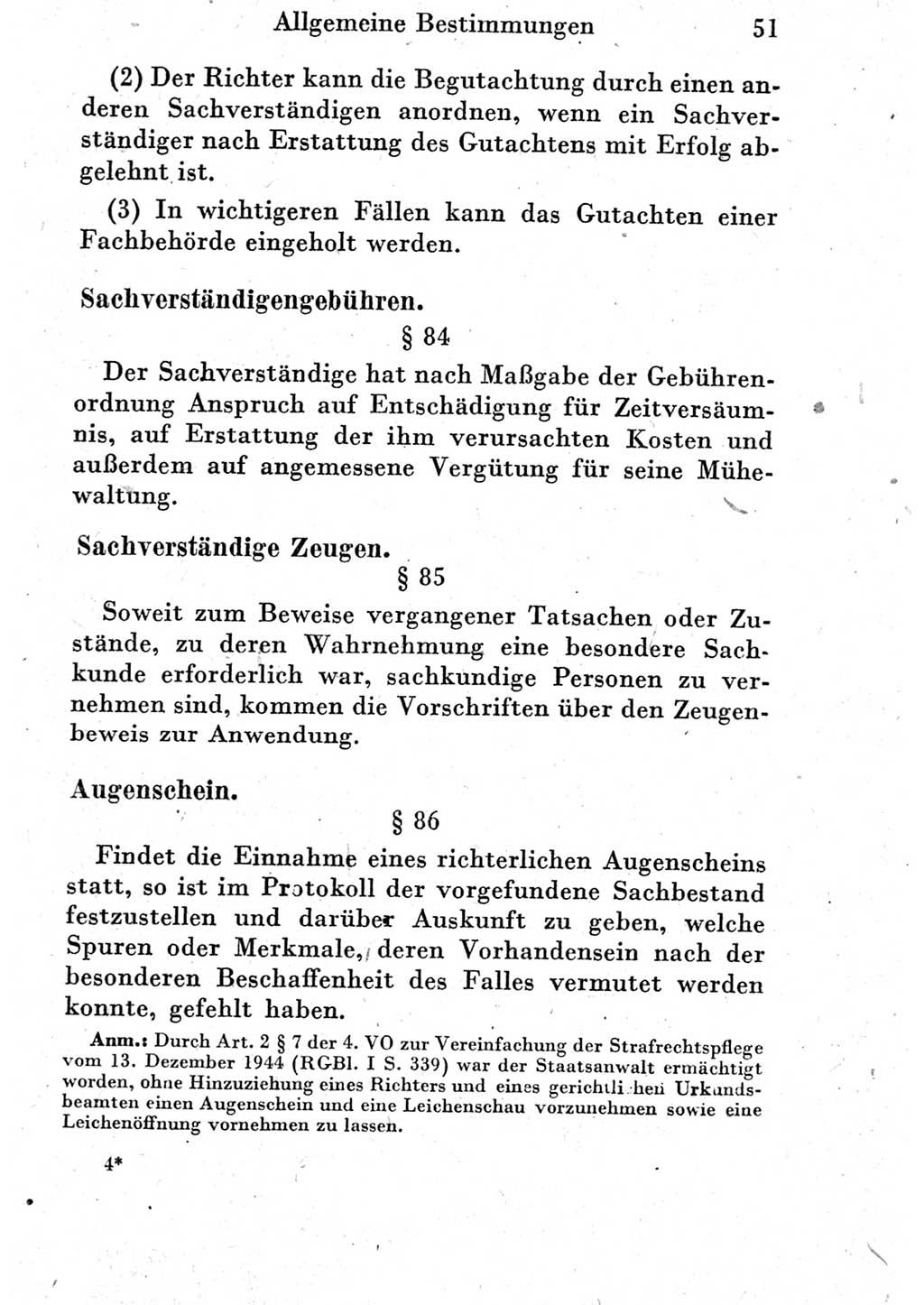 Strafprozeßordnung (StPO), Gerichtsverfassungsgesetz (GVG) und zahlreiche Nebengesetze der Deutschen Demokratischen Republik (DDR) 1950, Seite 51 (StPO GVG Ges. DDR 1950, S. 51)