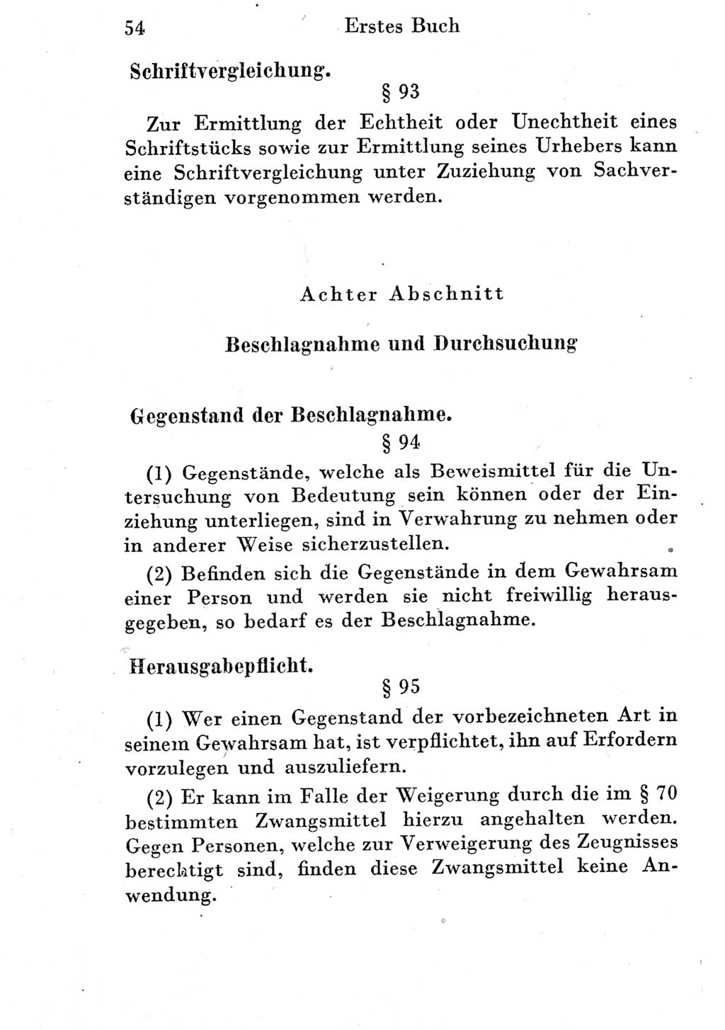 Strafprozeßordnung (StPO), Gerichtsverfassungsgesetz (GVG) und zahlreiche Nebengesetze der Deutschen Demokratischen Republik (DDR) 1950, Seite 54 (StPO GVG Ges. DDR 1950, S. 54)