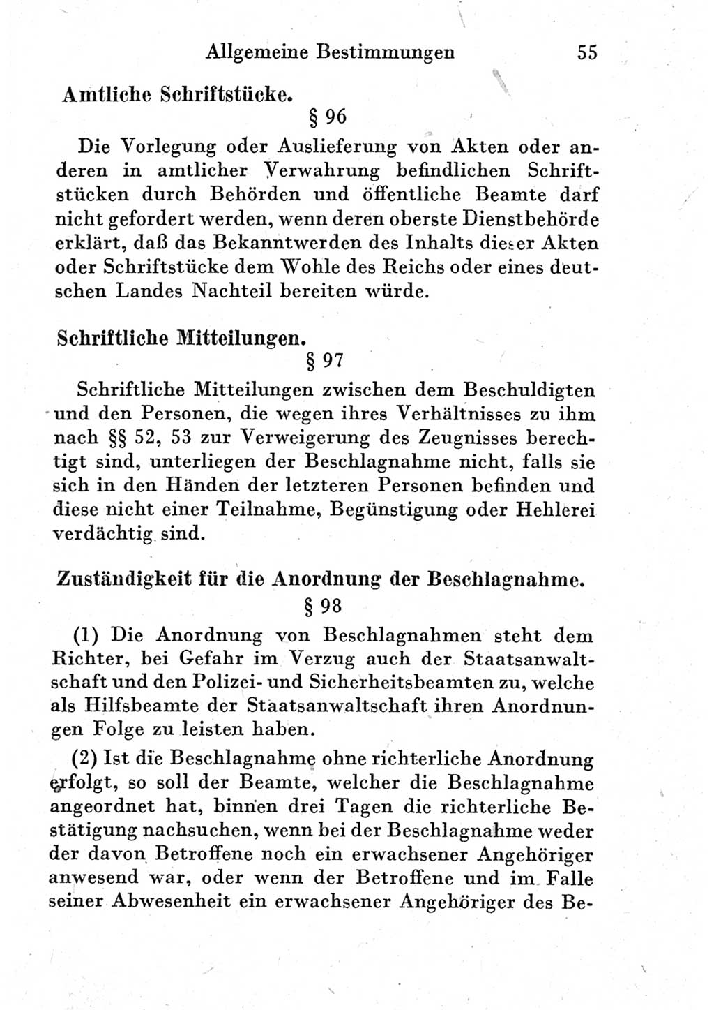 Strafprozeßordnung (StPO), Gerichtsverfassungsgesetz (GVG) und zahlreiche Nebengesetze der Deutschen Demokratischen Republik (DDR) 1950, Seite 55 (StPO GVG Ges. DDR 1950, S. 55)