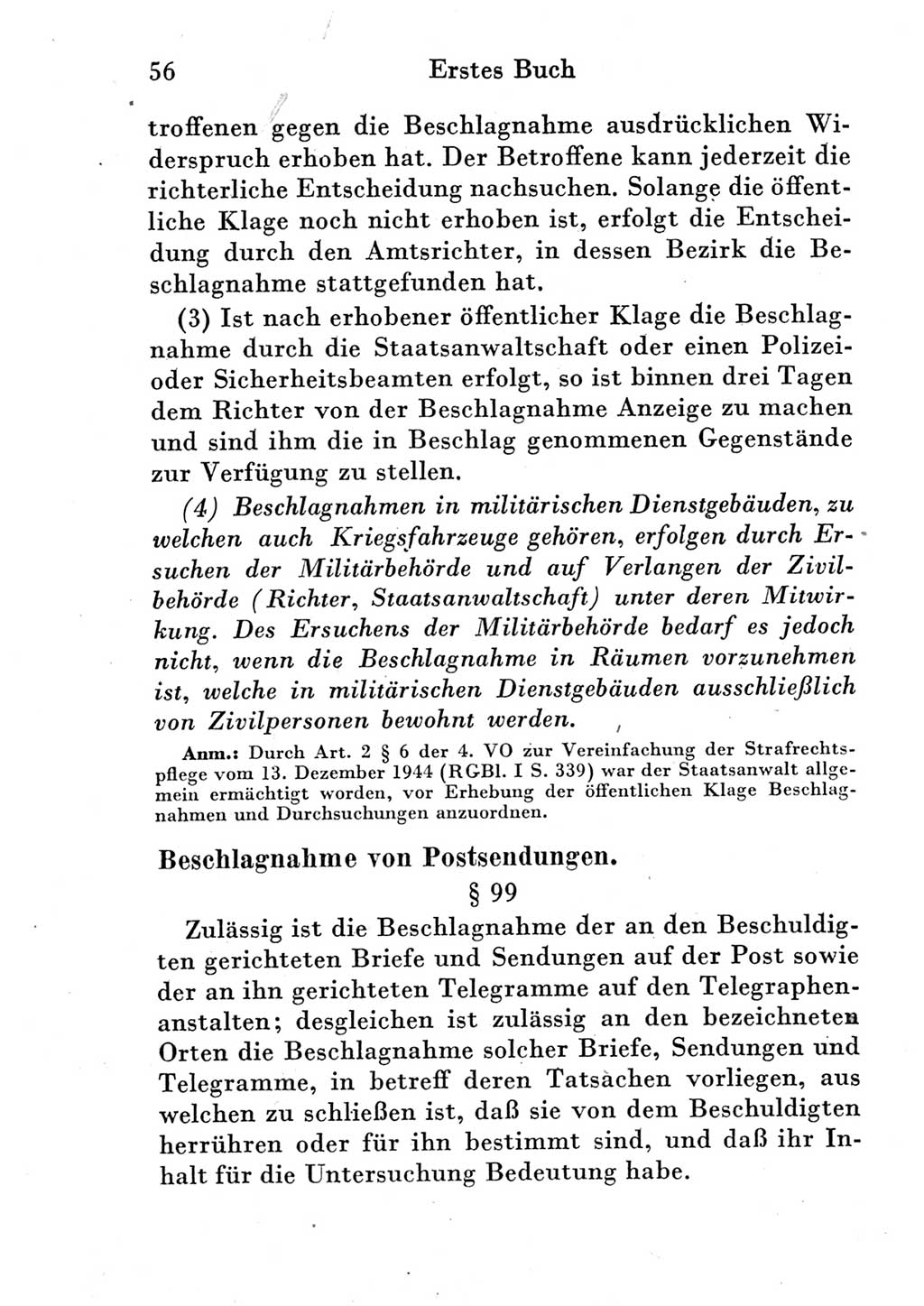 Strafprozeßordnung (StPO), Gerichtsverfassungsgesetz (GVG) und zahlreiche Nebengesetze der Deutschen Demokratischen Republik (DDR) 1950, Seite 56 (StPO GVG Ges. DDR 1950, S. 56)