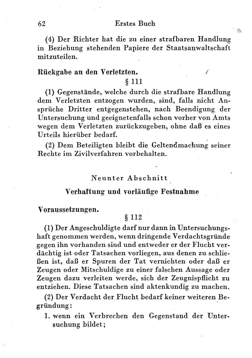 Strafprozeßordnung (StPO), Gerichtsverfassungsgesetz (GVG) und zahlreiche Nebengesetze der Deutschen Demokratischen Republik (DDR) 1950, Seite 62 (StPO GVG Ges. DDR 1950, S. 62)