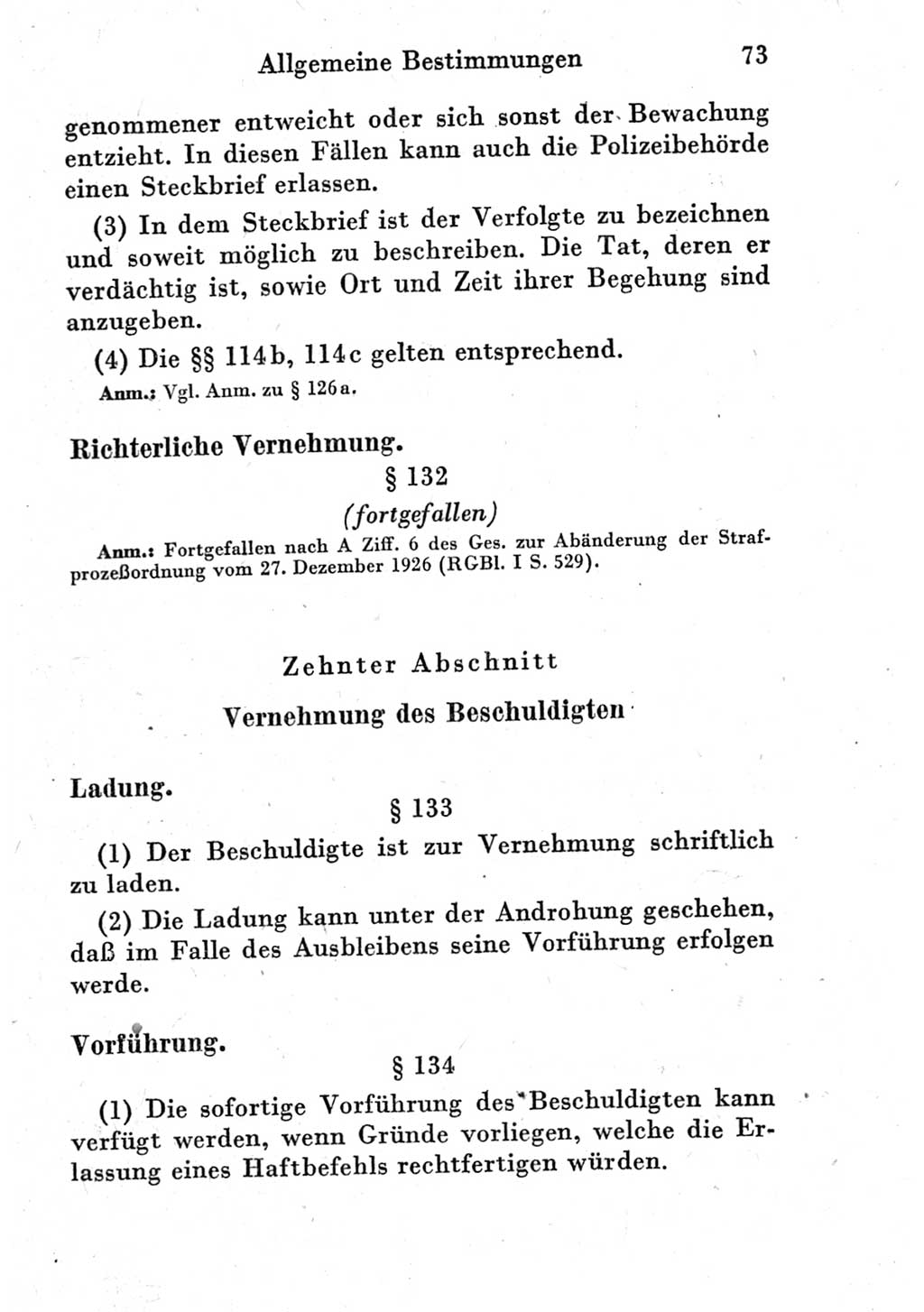 Strafprozeßordnung (StPO), Gerichtsverfassungsgesetz (GVG) und zahlreiche Nebengesetze der Deutschen Demokratischen Republik (DDR) 1950, Seite 73 (StPO GVG Ges. DDR 1950, S. 73)