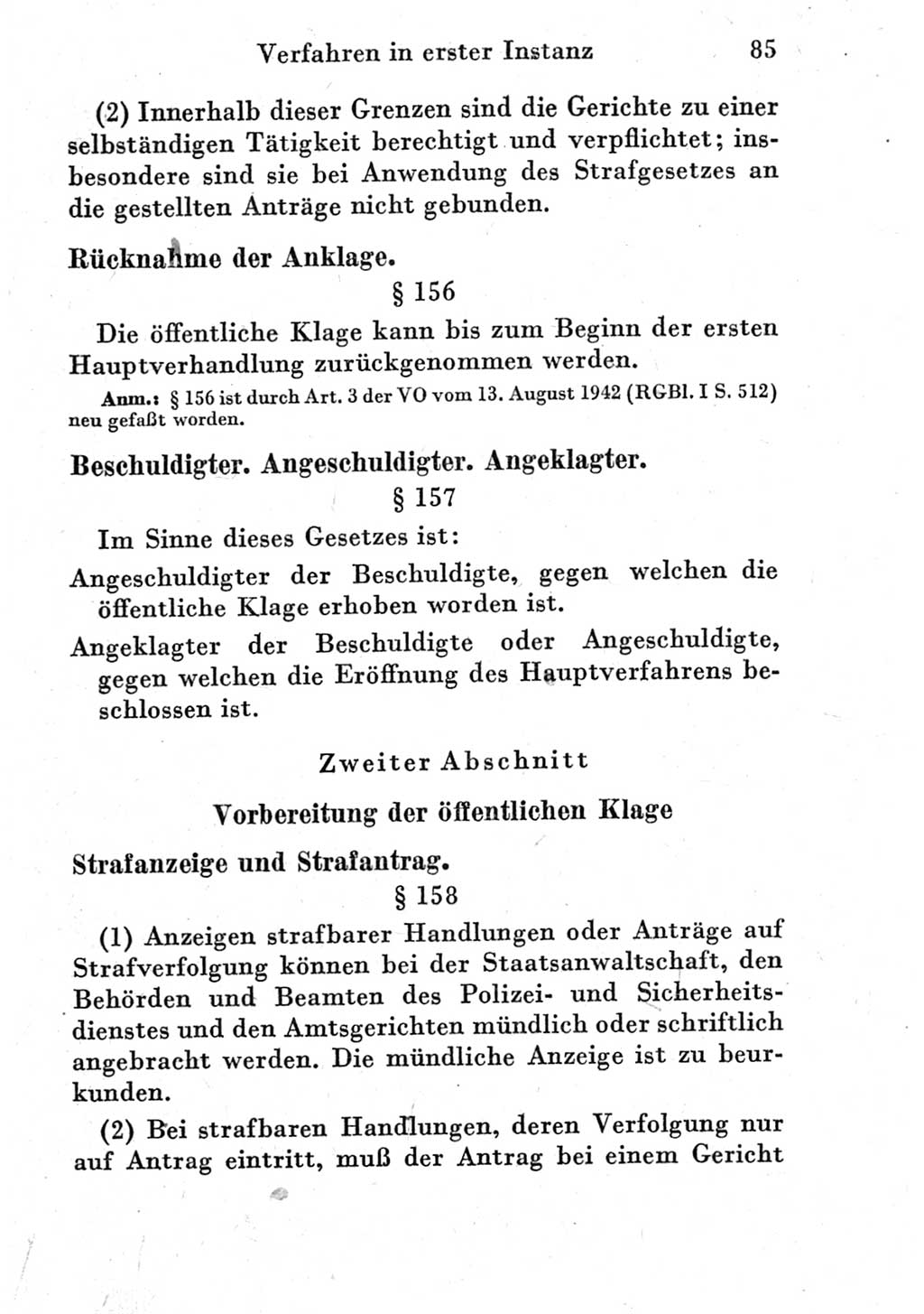 Strafprozeßordnung (StPO), Gerichtsverfassungsgesetz (GVG) und zahlreiche Nebengesetze der Deutschen Demokratischen Republik (DDR) 1950, Seite 85 (StPO GVG Ges. DDR 1950, S. 85)