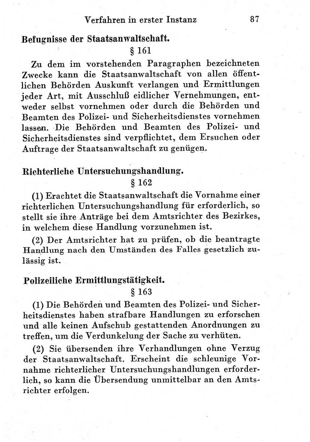 Strafprozeßordnung (StPO), Gerichtsverfassungsgesetz (GVG) und zahlreiche Nebengesetze der Deutschen Demokratischen Republik (DDR) 1950, Seite 87 (StPO GVG Ges. DDR 1950, S. 87)