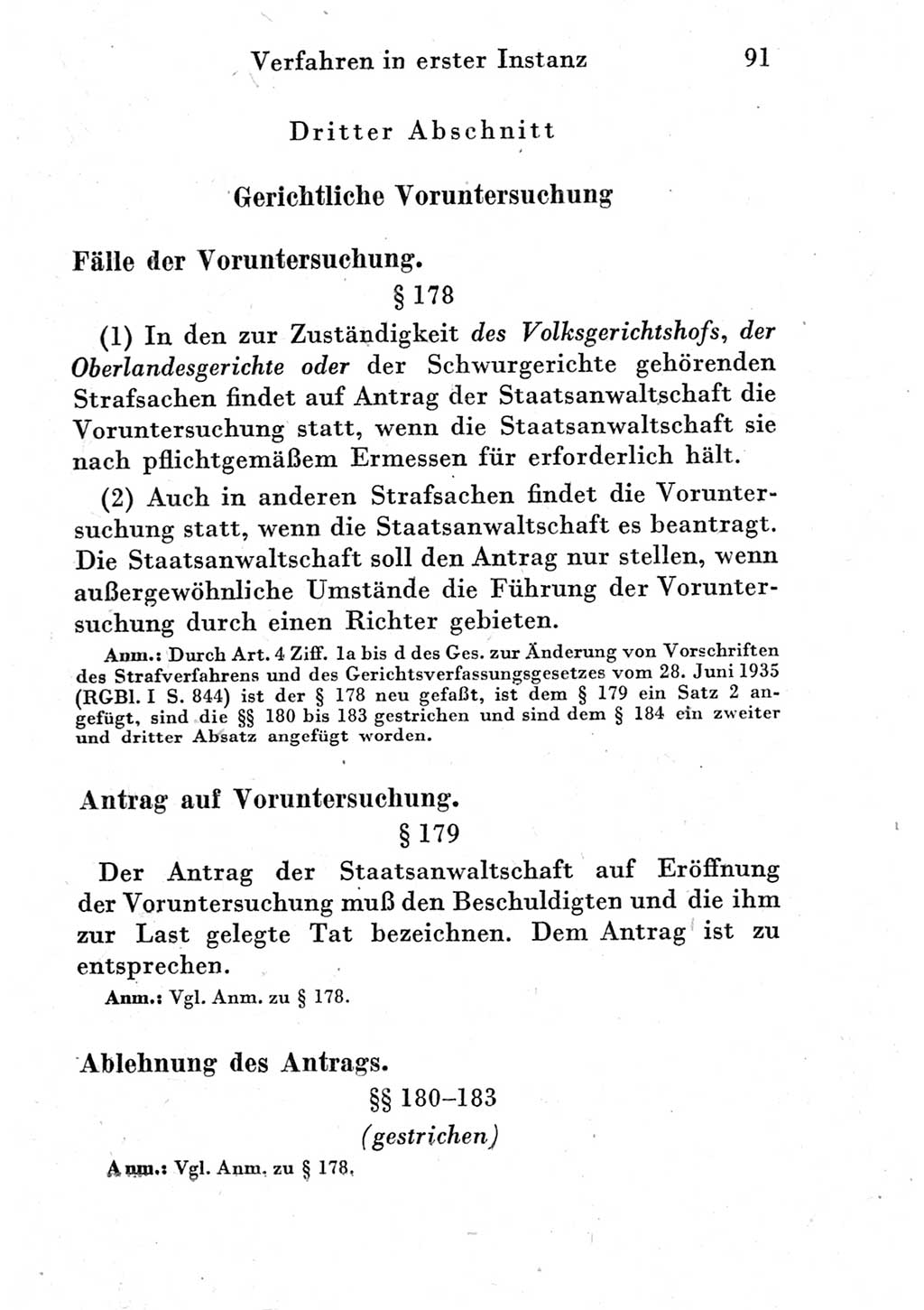 Strafprozeßordnung (StPO), Gerichtsverfassungsgesetz (GVG) und zahlreiche Nebengesetze der Deutschen Demokratischen Republik (DDR) 1950, Seite 91 (StPO GVG Ges. DDR 1950, S. 91)