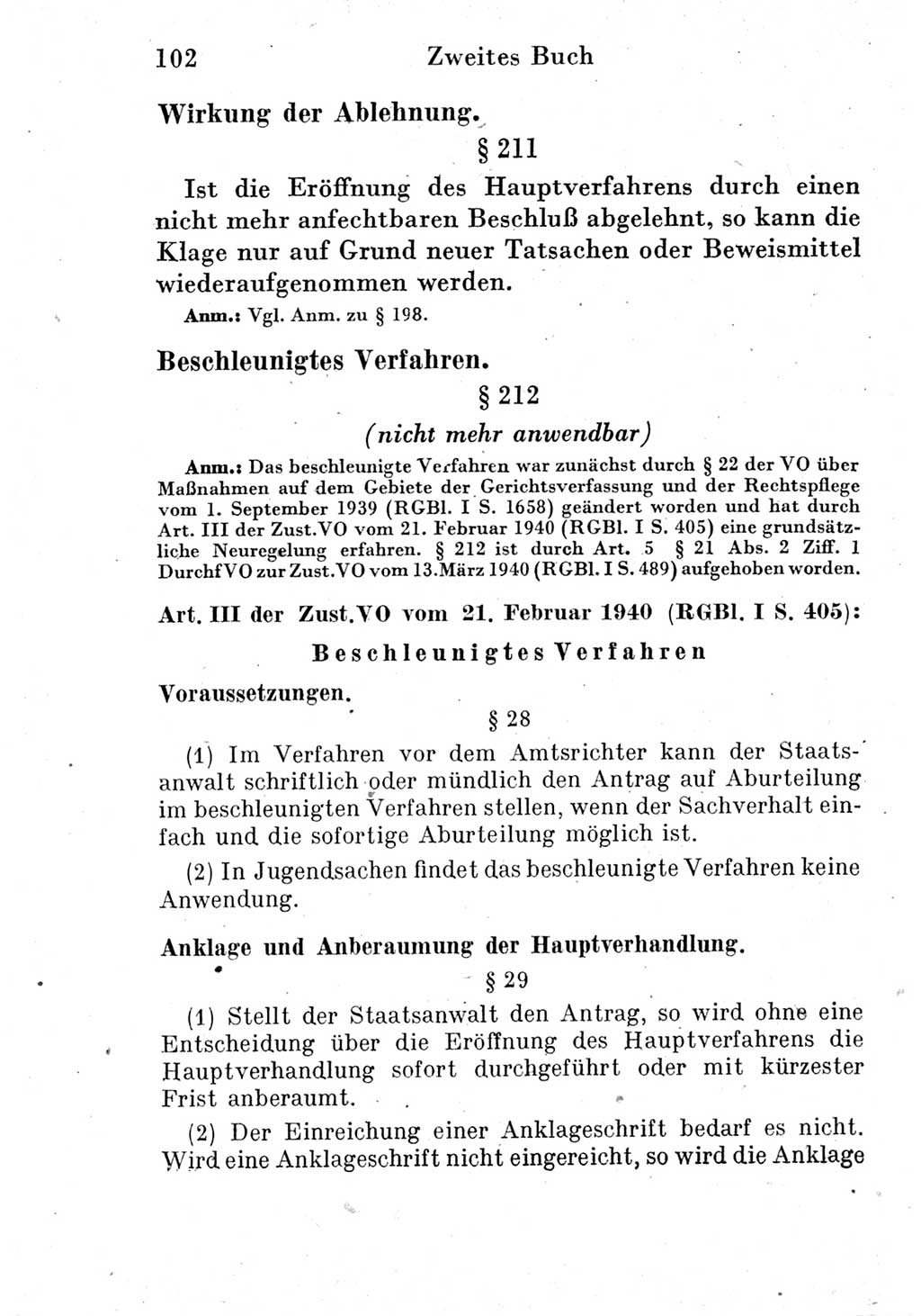 Strafprozeßordnung (StPO), Gerichtsverfassungsgesetz (GVG) und zahlreiche Nebengesetze der Deutschen Demokratischen Republik (DDR) 1950, Seite 102 (StPO GVG Ges. DDR 1950, S. 102)