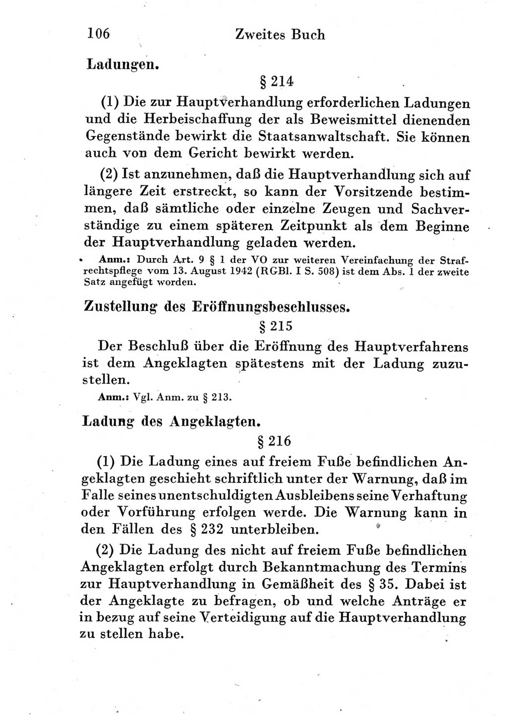 Strafprozeßordnung (StPO), Gerichtsverfassungsgesetz (GVG) und zahlreiche Nebengesetze der Deutschen Demokratischen Republik (DDR) 1950, Seite 106 (StPO GVG Ges. DDR 1950, S. 106)