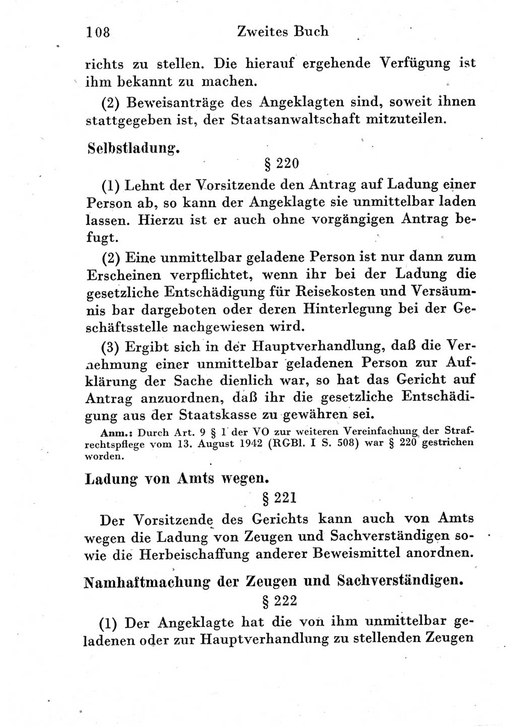 Strafprozeßordnung (StPO), Gerichtsverfassungsgesetz (GVG) und zahlreiche Nebengesetze der Deutschen Demokratischen Republik (DDR) 1950, Seite 108 (StPO GVG Ges. DDR 1950, S. 108)