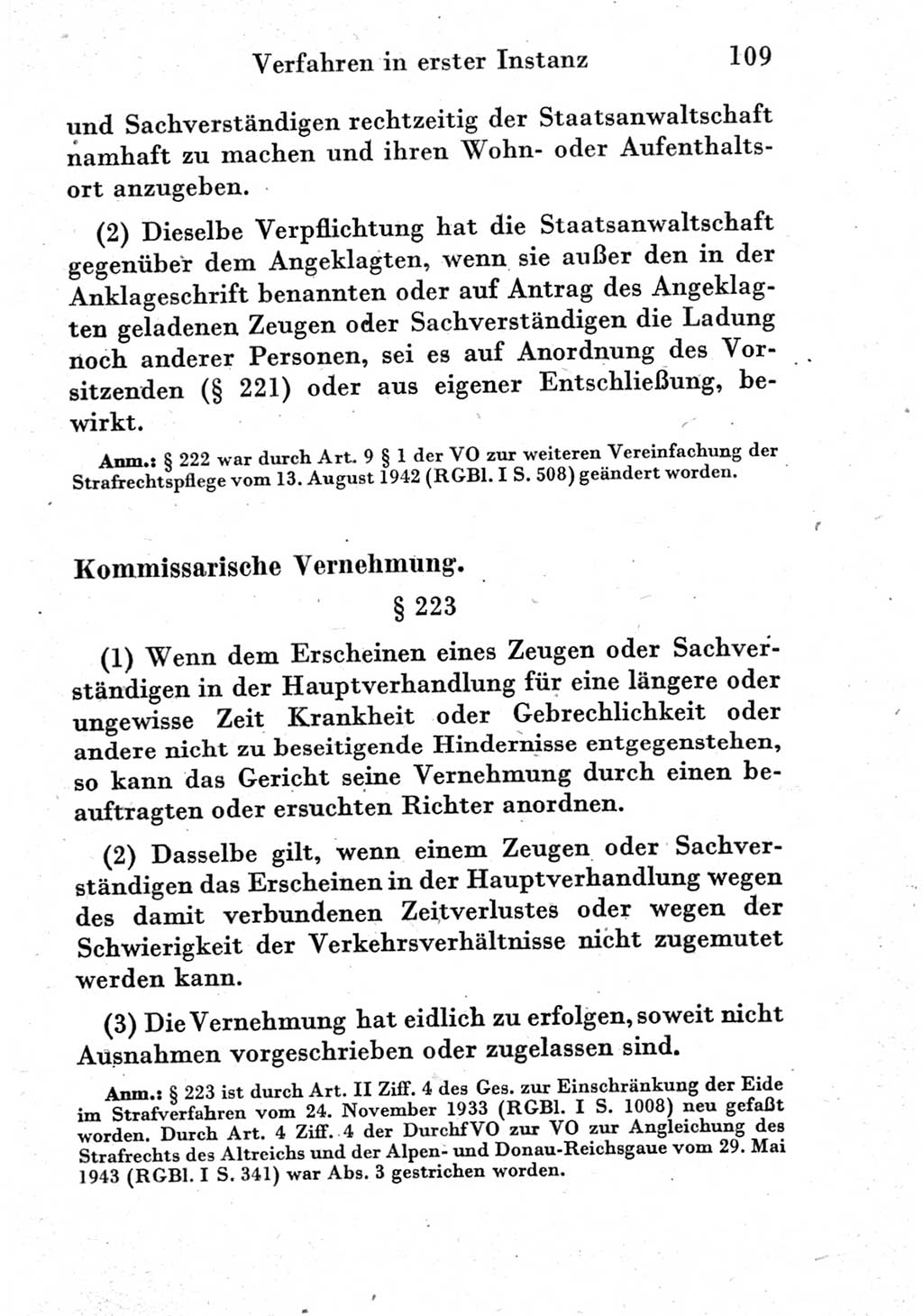 Strafprozeßordnung (StPO), Gerichtsverfassungsgesetz (GVG) und zahlreiche Nebengesetze der Deutschen Demokratischen Republik (DDR) 1950, Seite 109 (StPO GVG Ges. DDR 1950, S. 109)