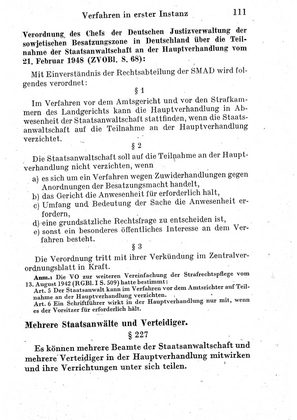 Strafprozeßordnung (StPO), Gerichtsverfassungsgesetz (GVG) und zahlreiche Nebengesetze der Deutschen Demokratischen Republik (DDR) 1950, Seite 111 (StPO GVG Ges. DDR 1950, S. 111)