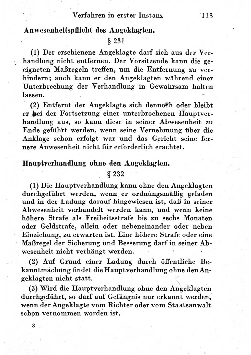 Strafprozeßordnung (StPO), Gerichtsverfassungsgesetz (GVG) und zahlreiche Nebengesetze der Deutschen Demokratischen Republik (DDR) 1950, Seite 113 (StPO GVG Ges. DDR 1950, S. 113)