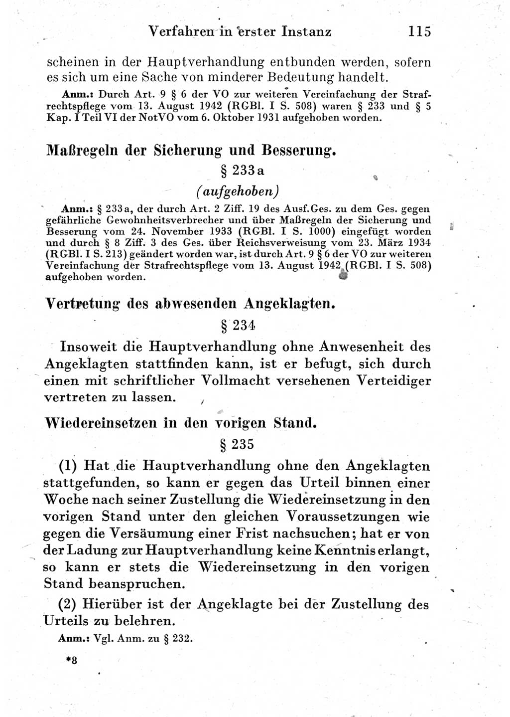 Strafprozeßordnung (StPO), Gerichtsverfassungsgesetz (GVG) und zahlreiche Nebengesetze der Deutschen Demokratischen Republik (DDR) 1950, Seite 115 (StPO GVG Ges. DDR 1950, S. 115)