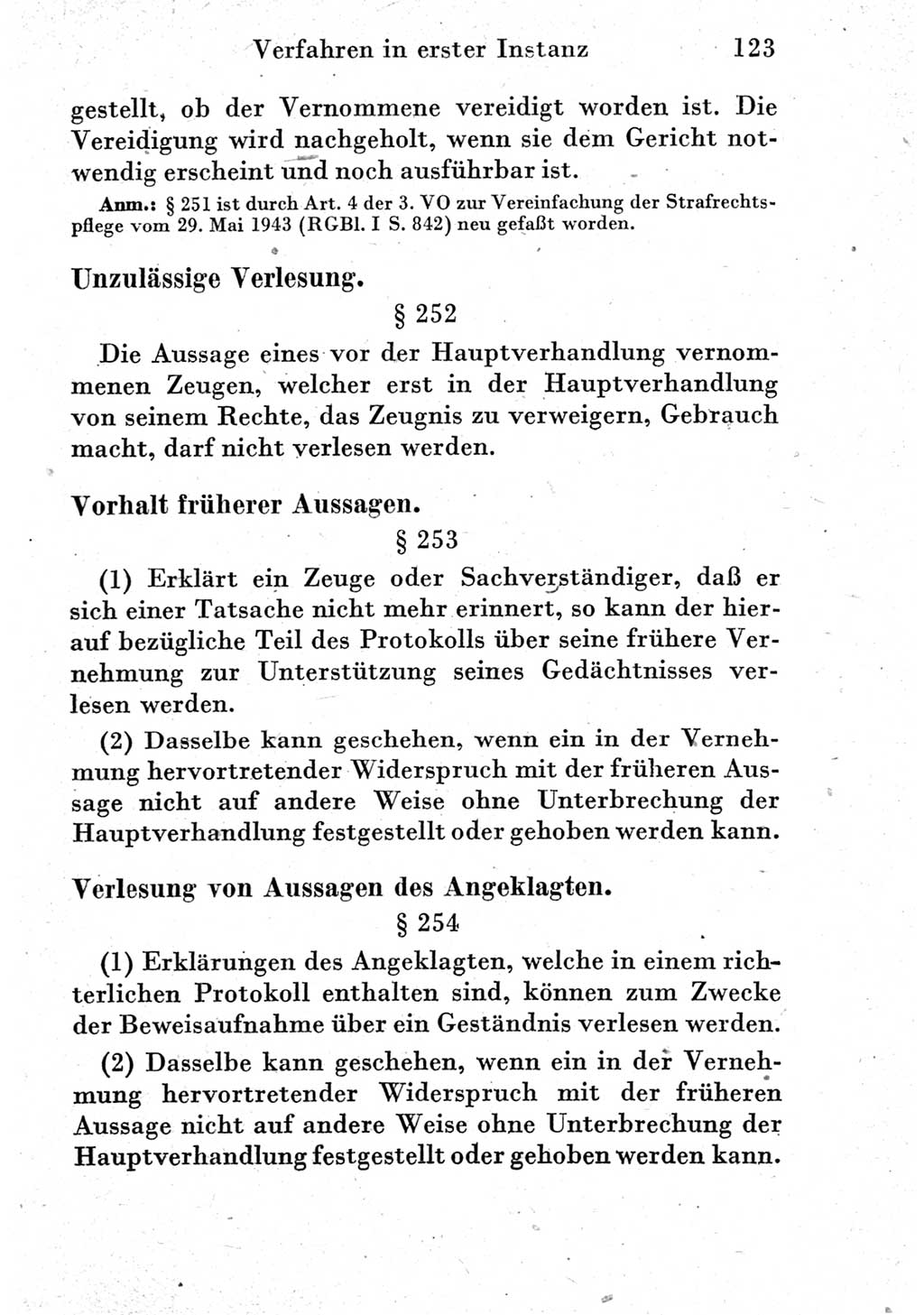 Strafprozeßordnung (StPO), Gerichtsverfassungsgesetz (GVG) und zahlreiche Nebengesetze der Deutschen Demokratischen Republik (DDR) 1950, Seite 123 (StPO GVG Ges. DDR 1950, S. 123)