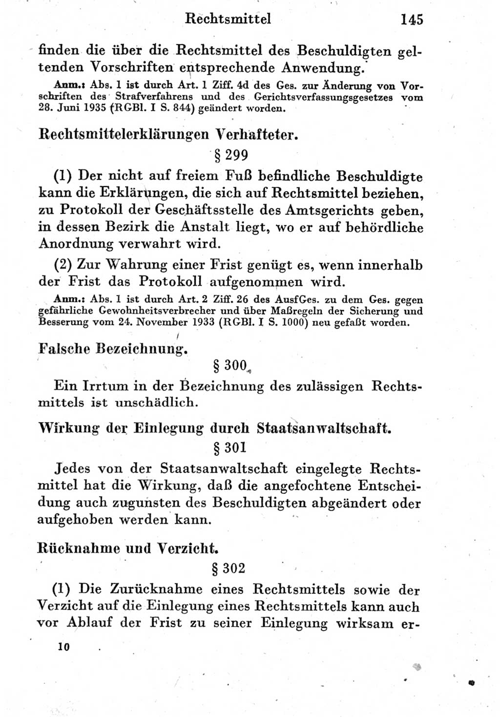 Strafprozeßordnung (StPO), Gerichtsverfassungsgesetz (GVG) und zahlreiche Nebengesetze der Deutschen Demokratischen Republik (DDR) 1950, Seite 145 (StPO GVG Ges. DDR 1950, S. 145)