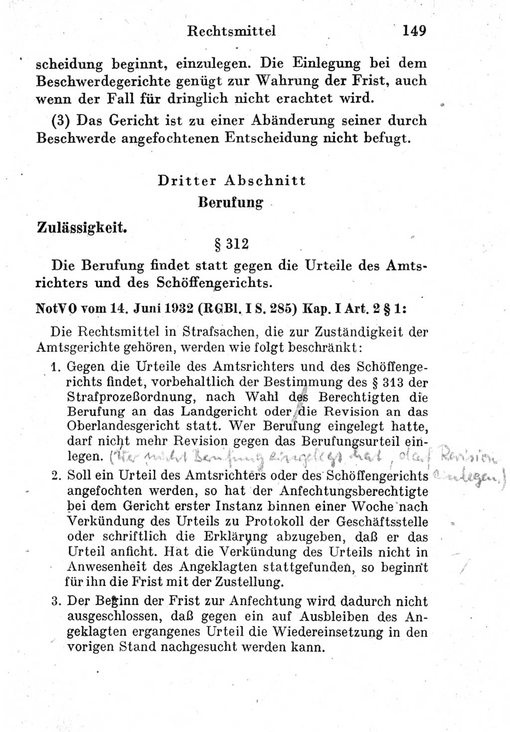 Strafprozeßordnung (StPO), Gerichtsverfassungsgesetz (GVG) und zahlreiche Nebengesetze der Deutschen Demokratischen Republik (DDR) 1950, Seite 149 (StPO GVG Ges. DDR 1950, S. 149)