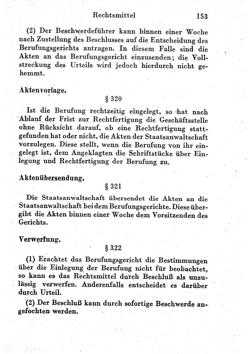 Strafprozeßordnung (StPO), Gerichtsverfassungsgesetz (GVG) und zahlreiche Nebengesetze der Deutschen Demokratischen Republik (DDR) 1950, Seite 153 (StPO GVG Ges. DDR 1950, S. 153)
