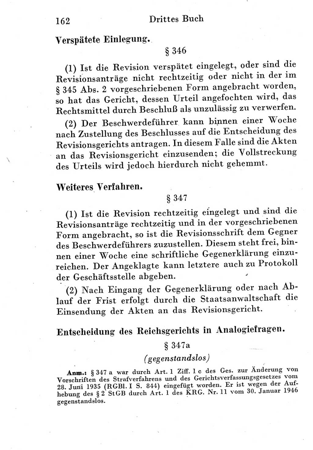 Strafprozeßordnung (StPO), Gerichtsverfassungsgesetz (GVG) und zahlreiche Nebengesetze der Deutschen Demokratischen Republik (DDR) 1950, Seite 162 (StPO GVG Ges. DDR 1950, S. 162)