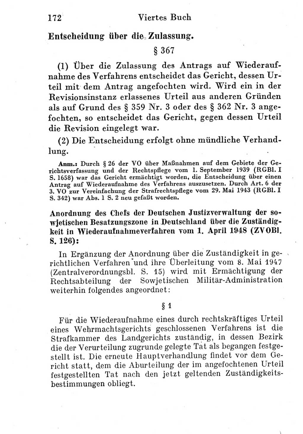 Strafprozeßordnung (StPO), Gerichtsverfassungsgesetz (GVG) und zahlreiche Nebengesetze der Deutschen Demokratischen Republik (DDR) 1950, Seite 172 (StPO GVG Ges. DDR 1950, S. 172)