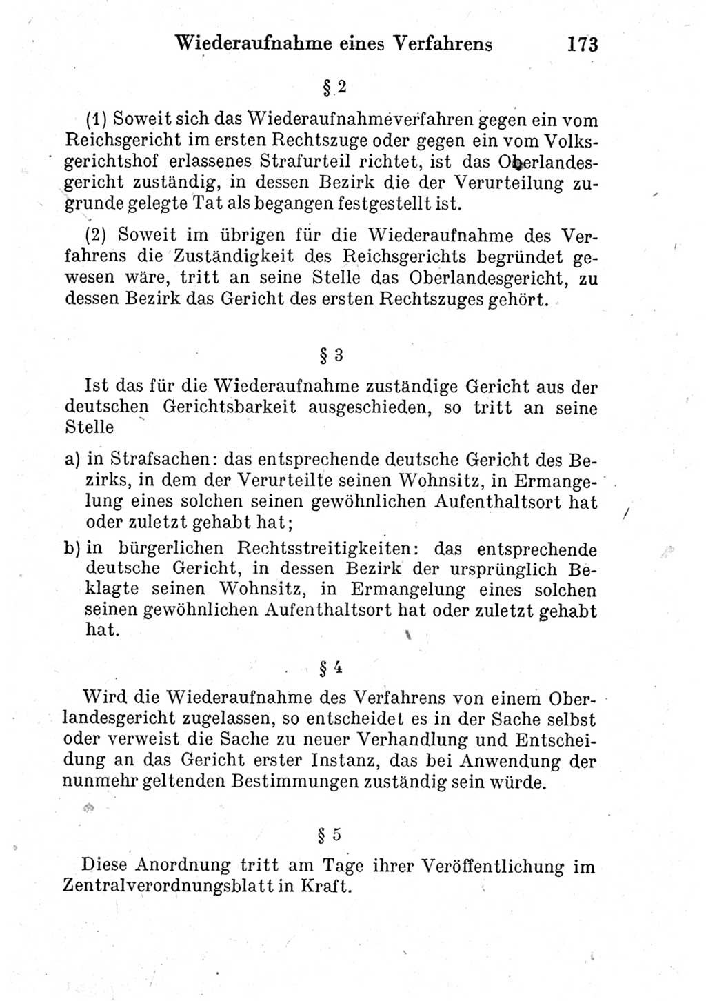 Strafprozeßordnung (StPO), Gerichtsverfassungsgesetz (GVG) und zahlreiche Nebengesetze der Deutschen Demokratischen Republik (DDR) 1950, Seite 173 (StPO GVG Ges. DDR 1950, S. 173)
